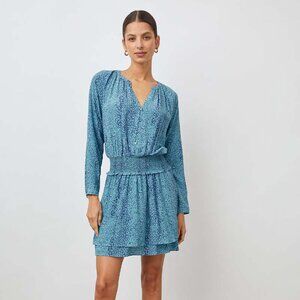 Rails Turquoise and Blue Jasmine Jewel Cheetah Print Tiered Dress Size small